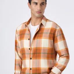 Pepe Jeans Men Buffalo Checked Spread Collar Pure Cotton Casual Shirt-picture-47