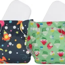 Printed Reusable Clothes Diapers + Insert Pad Washable 100% Absorption 0-3 years-27