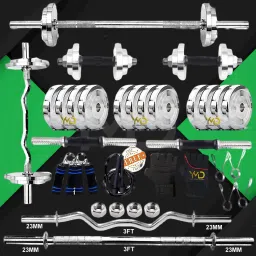 15 kg Steel Plates (2.5KGX6Pc) 3FT Curl & 3FT Strt 23mm Rods Home Gym Combo-image-20