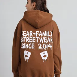 GRIFFEL Women Long Sleeves Typography Printed Hood Sweatshirt-picture-3
