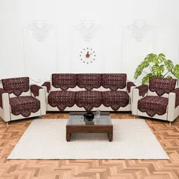 Myntra Elegant Homes Brown Cotton Sofa Cover With Arms-image-52