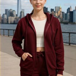 Moda Rapido Women Burgundy Hooded Sweatshirt-picture-34