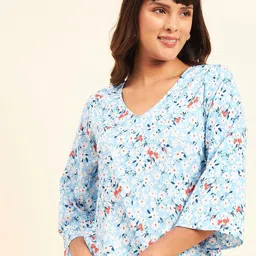 NEESH Floral Print Flared Sleeve Styled Back Top-picture-14
