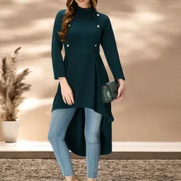 CORSICA Women Solid High-Low Longline Top-image-88