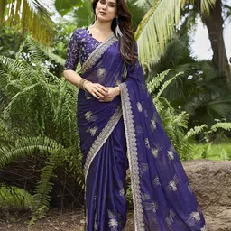 The Textile Hub Floral Embroidered Silk Blend Saree-picture-15