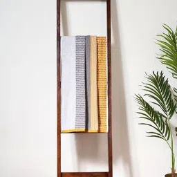 Living scapes by Pantaloons Yellow & Grey Striped Cotton 520 GSM Bath Towel-picture-32