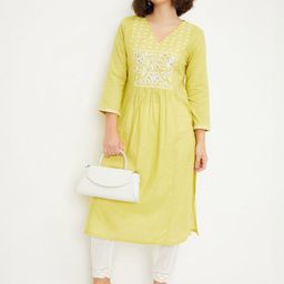 max Women Floral Embroidered Flared Sleeves Chikankari Anarkali Kurta-picture-12