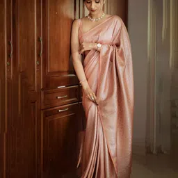 VILLE FASHION Ethnic Motifs Woven Design Zari Kanjeevaram Saree-15