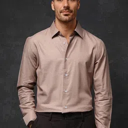 RARE RABBIT Men Comfort Spread Collar Solid Cotton Formal Shirt-image-24