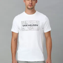 Van Heusen Men Typography Printed Round Neck Pure Cotton T-shirt-image-70
