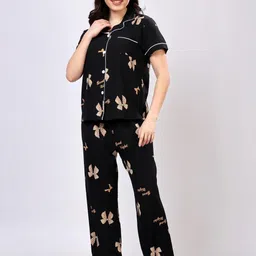 Stem Rope Conversational Printed Lapel Collar Night suit-image-8