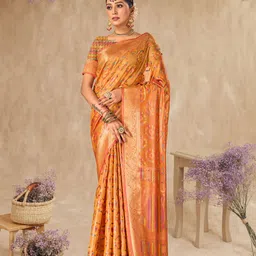 DIVASTRI Woven Design Zari Organza Kanjeevaram Saree-image-81