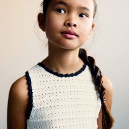 Mango Kids Girls Knitted Contrasting Trim Pure Cotton Top-image-57