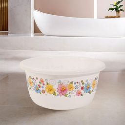Kuber Industries White & Pink 6 Pieces Floral Printed Matte Bath Tub-image-75