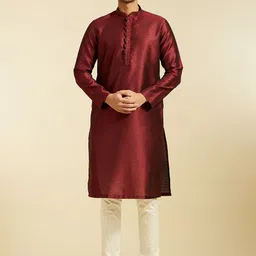 Diwas by Manyavar Ethnic Motifs Woven Design Thread Work Mandarin Collar Straight Kurta-image-12