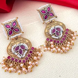 Zeviel Women Contemporary Oxidised Silver Peacock Chandbalis Drop Earrings-picture-3