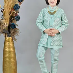 ahhaaaa Sequin Printed Sherwani Set With Maala image 1