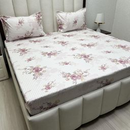 Pure Decor Royal Passion Pink Printed Pure Cotton 240TC Queen Bedsheet Set 2.28 m x 2.54 m-picture-46