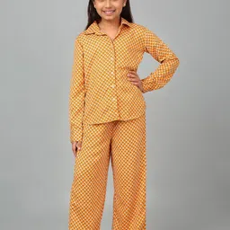 Cantabil Girls Printed Shirt Collar Shirt With Trousers-image-83