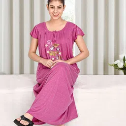 For You For Me Women Embroidered Maxi Nightdress-93