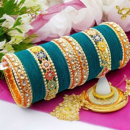 BeautyTrends Set Of 42 Gold Plated Velvet Bangles-30