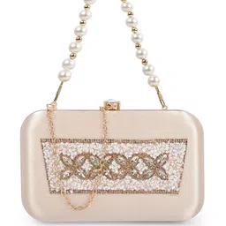 ADISA Embellished Artificial Stones Studded & Beaded Box Clutch-43