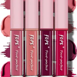 FOPE Set Of 4 Pout Perfect Smudge-Free Liquid Lipstick - 4 ml Each Shade - 03-07-08-10-10