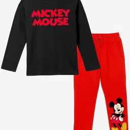 YK Disney Boys Mickey Mouse Printed Round Neck Pure Cotton T-Shirt With Jogger-image-76
