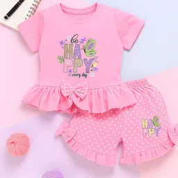 CERABI Girls Printed Short Sleeves Pure Cotton T-shirt With Shorts-picture-22