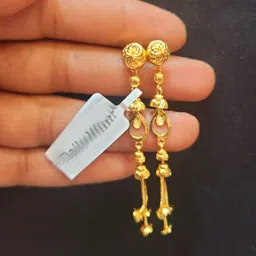 Anshenterpris Gold-Plated Hanging Sui Dhaga Contemporary Drop Earrings-82