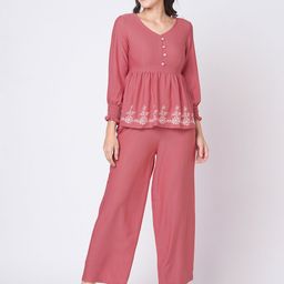 Moda Rapido Embroidered Long Sleeves Top With Trousers Co-Ords-picture-53