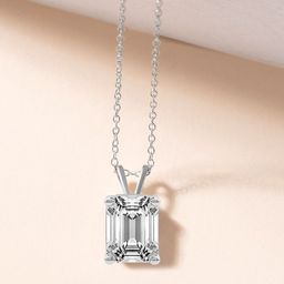 Sparkles Women 14Kt Gold Prong Emerald Pendant With 1 Carat Lab Grown Diamond - 0.9g-picture-49