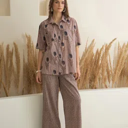 SANSKRUTIHOMES Printed Pure Cotton Shirt Collar Shirt With Trousers Co-Ords Set-picture-37