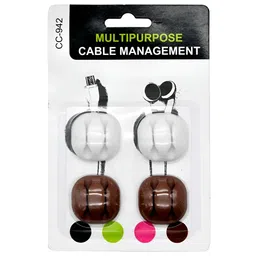 Baskety White & Brown 4 pcs Wire Organizer Cable Clips-21