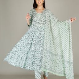 AJ ART Women Floral Printed Regular Kurti with Trousers & With Dupatta-image-62