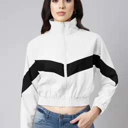 SHOWOFF Women Stand Collar Colourblocked Windcheater Casual Sporty Jacket-picture-24