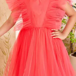 HERE&NOW Flutter Sleeve Net Maxi Dress image 3