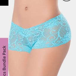 LoveAasan Women Pack of 2 Turquoise Blue & Black Lack Boy Shorts Briefs-picture-38