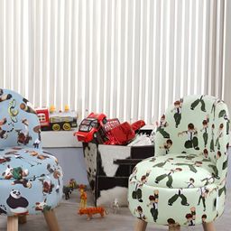 Shadowkart 2-Pcs Green & Blue Printed Wooden Round Ottoman Pouffes-image-91