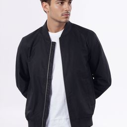 Celio Men Stand Collar Solid Bomber Cotton Jacket-picture-46