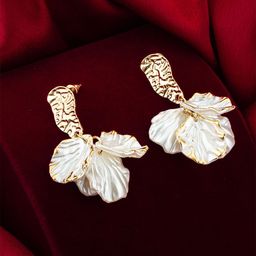 aadita Gold-Plated Contemporary Drop Earrings-49