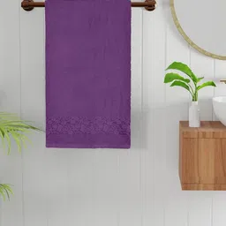 home expressions Purple Floral Printed Cotton 470 GSM Bath Towel-picture-12