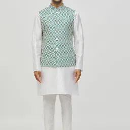 Arihant Rai Sinha Woven Design Mandarin Collar Nehru Jacket-49