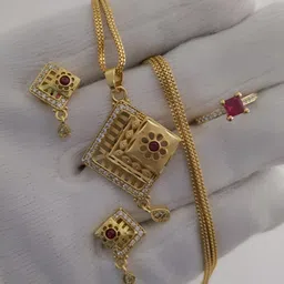 V.K.PAYAL.JEWELLERY Gold-Plated Artificial Stones Studded Necklace & Earrings-picture-1