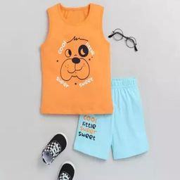 CUTEVIBE Unisex Kids Orange Printed T-shirt with Shorts-image-69