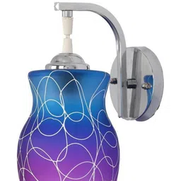 Somil Premium Designer Glass Wall / Night Lamp Elegant & Stylish Dcor Accent for Modern Interiors, color, Pink, Firozi, Size:- 22 X 26 X 30.5 CM-image-97