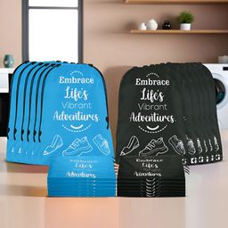 Aura Blue & Black 24 Pieces Printed Foldable Water Resistant Multi-Utility Laundry Bags-18