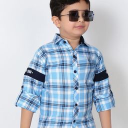 MashUp Boys Classic Tartan Checks Opaque Printed Casual Shirt-image-35