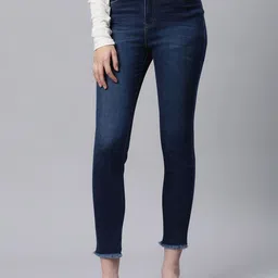 Global Republic Women Comfort Slim Fit High-Rise Low Distress Light Fade Stretchable Jeans-image-50