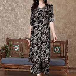 KALINI Ethnic Motifs Printed V-Neck Tunic With Palazzo-57